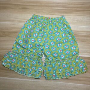 Jelly The Pug Girls Lime Green Ruffled Leg Floral Pants Pot Pourri Collection 4T